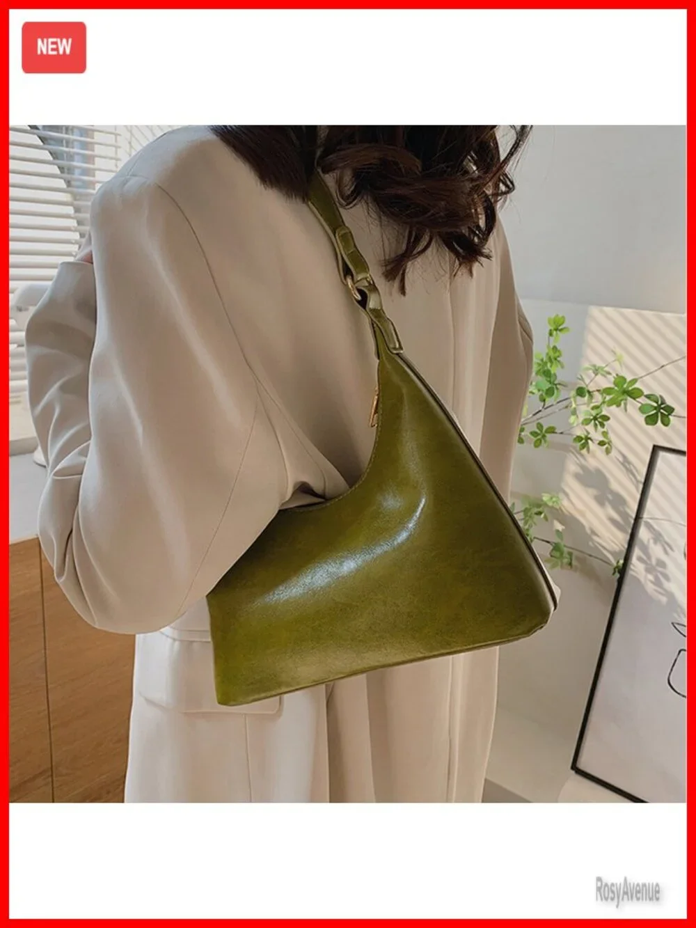 Small Retro Vegan Leather Hobo Underarm Bag with Adjustable Strap